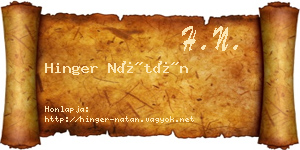 Hinger Nátán névjegykártya